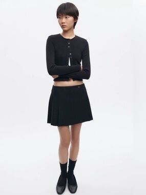 KOTN Black Pleated Wool Mini Skirt - NEW WITH TAGS